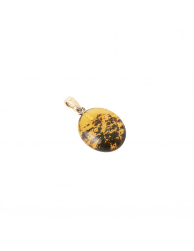 Green Polished Amber Pendant with 925 Sterling Silver