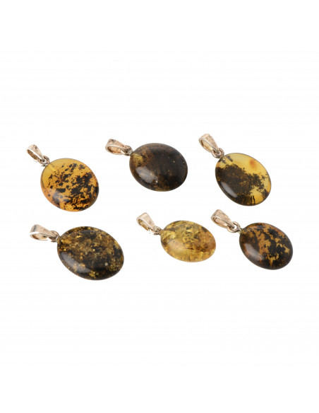 Green Pendant from polished Cognac Amber