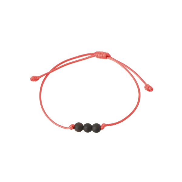 Red Waxed Thread and Raw Cherry Amber Beads Bracelet